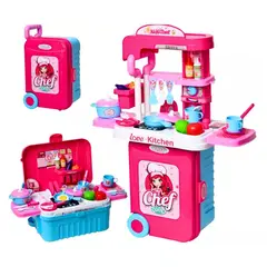 GENERICO - Juguete Maleta De Cocina Para Niñas 3 En 1 Con Luz Y Sonido