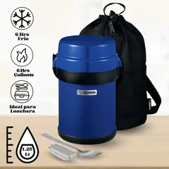ZOJIRUSHI - Termo de Comida Acero Inoxidable 4 Divisiones Azul