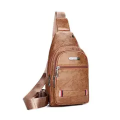 GENERICO - Mochila cruzada pechera morral de cuero sintético hombre