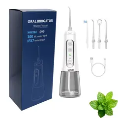 DAUER - Irrigador Dental Eléctrico Portátil Ipx7 +4 Puntas