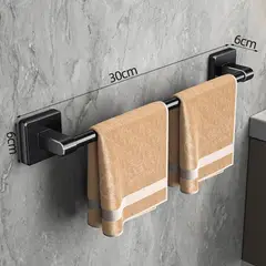 GENERICO - Toallero Barra de Toalla Sin Perforación Aluminio 30cm Negro