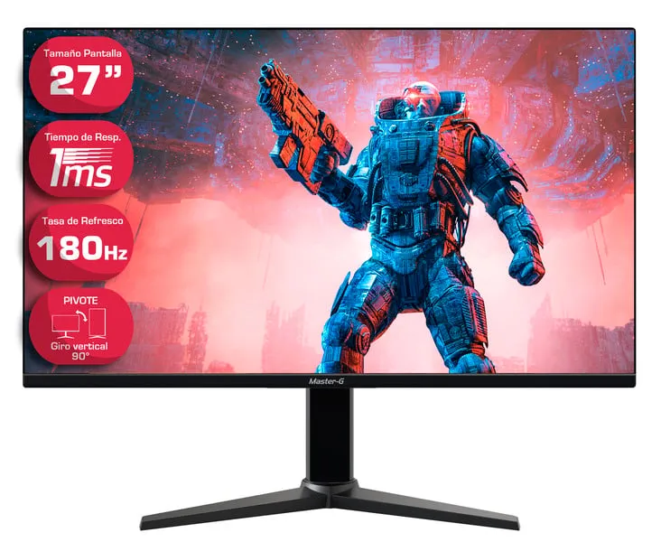 Monitor Gamer Master-G 27 Full HD 180Hz 1Ms Pivot Posición Vertical