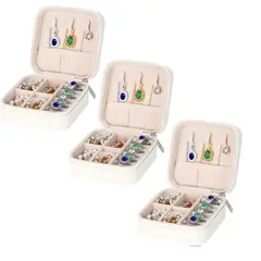 OEM - Pack x 3 Mini Organizador de Joyas de Viaje Portátil Color Blanco