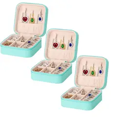 OEM - Pack x 3 Mini Organizador de Joyas de Viaje Portátil Color Verde