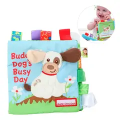 GENERICO - Libro de Tela con Texturas Estimulación Sensorial Perrito