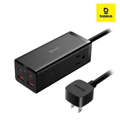 BASEUS - Cargador 100W GaN 6en1 2USB-C 2USB-A 2AC iPhone Macbook Galaxy