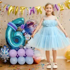 GENERICO - VESTIDO DE NIÑA PARA FIESTA DE CUMPLEAÑOS FROZEN