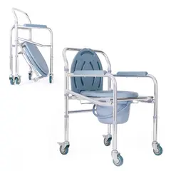 GENERICO - Silla Sanitaria con Ruedas Baño Portátil METAL PLEGABLE