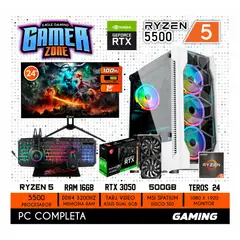 NVIDIA - COMPUTADORA PC GAMER AMD RYZEN 5 5500 16GB 500GB RTX 3050 6GB MONITOR 24 FULL HD