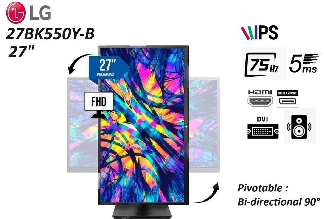 MONITOR 27BK550Y-B 27" /HDMI/D-SUB/DISPLAY-PORT/ 1920 X 1080