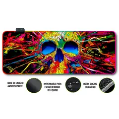 GENERICO - Mouse pad gamer antideslizante con luz rgb de 80x30 Calavera