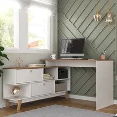 TU MESITA - Escritorio Moderno con Organizador Carpenter color BlancoMarrón