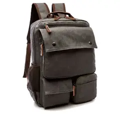 GENERICO - Mochila de lona gruesa color varios compartimientos