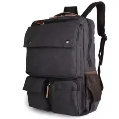 GENERICO - Mochila de lona gruesa color varios compartimientos