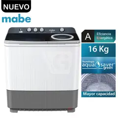 MABE - Lavadora semiautomática de 16 kg blanca LMD6124PBBB0
