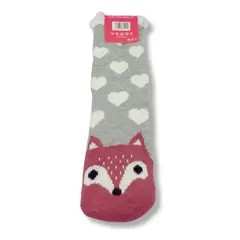 GENERICO - Media con Peluche interno Diseño de Zorro Morado color Gris