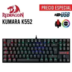 REDRAGON - TECLADO MECANICO KUMARA K552RGB BLACK SWITCH RED