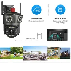 OEM - Cámara de seguridad Para Exteriores Wifi Triple Lente 360 PTZ UHD