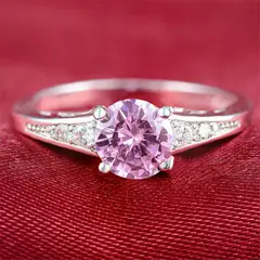 GENERICO - Aro de Compromiso Imperial Rosa Bañado Oro Blanco 18K Aro Genieka