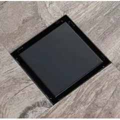 GENERICO - Sumidero Desague Reversible 10x10cm Negro Mate de Acero SUS304