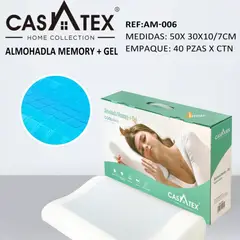 CASATEX - Almohada Ortopédica Viscoelástic MEMORY FOAM GELCOOLMAX 50cm x 30cm