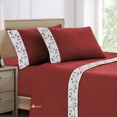 CASATEX - Set de Sabanas Polar Bordada Ultra Suave de 4 Piezas 2 Plazas