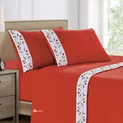 CASATEX - Set de Sabanas Polar Bordada Ultra Suave de 4 Piezas 2 Plazas