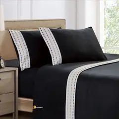 CASATEX - Set de Sabanas Polar Bordada Ultra Suave de 4 Piezas 2 Plazas