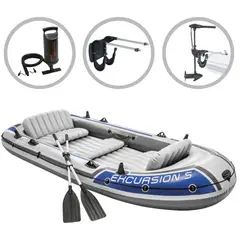 GENERICO - Bote Inflable Excursion 5 Motor De Arrastre 12v Kit Intex
