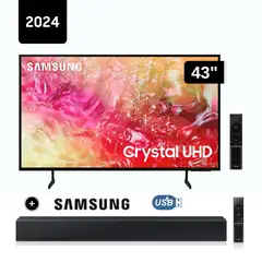 SAMSUNG - Televisor LED 43'' Crystal UHD 4K 43DU7000 Tizen OS Smart TV + Soundbar HW C400
