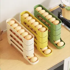 GENERICO - Organizador de Huevos 4 Niveles de Gran Capacidad Beige