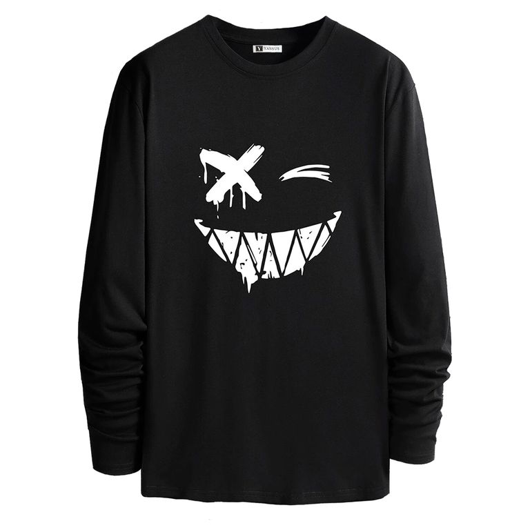 Polera Hombre Estampado Cara Dibujos Animados
