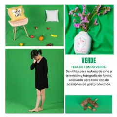 GENERICO - FONDO DE TELA MUSELINA 3X6 VERDE PARA ESTUDIO FOTOGRAFICO