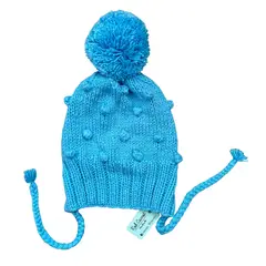 RED CARROT - Chullo tejido color celeste lunares