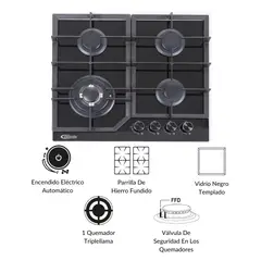 KLIMATIC - Cocina Empotrable a Gas 4 Hornillas Alessia