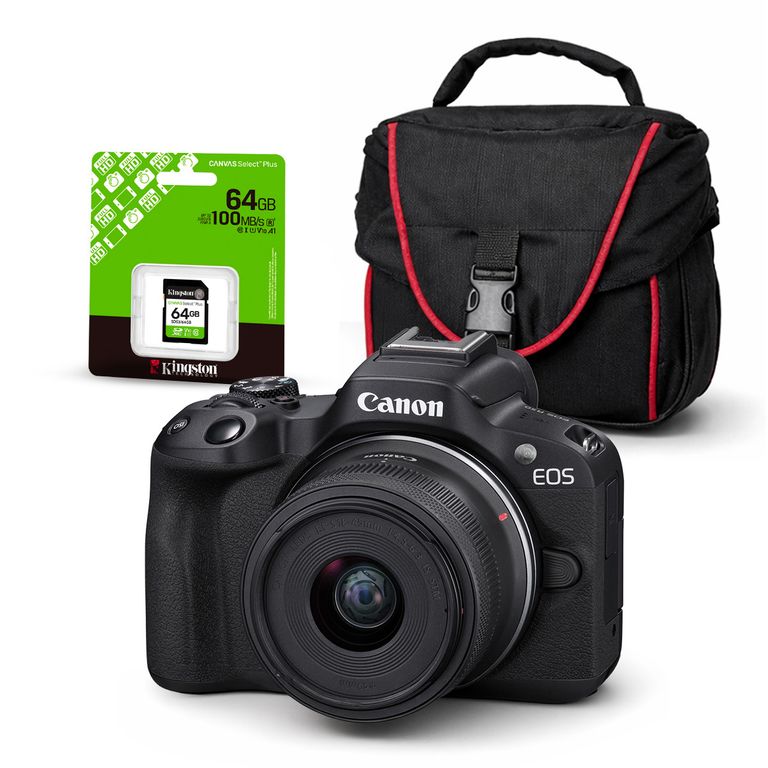 Cámara Mirrorless EOS R50 Lente RF S 18-45mm + Kit Básico