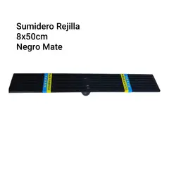 GENERICO - Sumidero Rejilla Negro Mate 8x50cm de Acero Inoxidable SUS 304