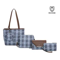 MIA ROSE - CARTERA ALESSIA SET DE 5PCS CARTERA+BOLSO+MORRAL+NECESER+MONEDERO