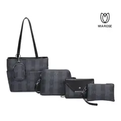 MIA ROSE - CARTERA ALESSIA SET DE 5PCS CARTERA+BOLSO+MORRAL+NECESER+MONEDERO