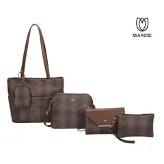 MIA ROSE - CARTERA ALESSIA SET DE 5PCS CARTERA+BOLSO+MORRAL+NECESER+MONEDERO