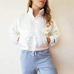 KINETIX - Casaca Crop Puffer Perla Mujer