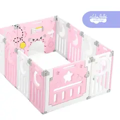 BABY - CERCO 12 PANELES LUNA CORRALITO PLEGABLE color Rosado