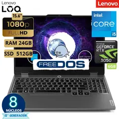 LENOVO - Laptop Loq 15IAX9 Core I5- 12450Hx, 15.6"Fhd, Ram 24Gb, Ssd 512Gb, Free Dos