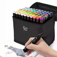 GENERICO - Set de 60 Plumones Marcadores Doble Punta con Estuche