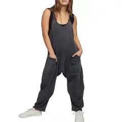 BAALATHKKO5 - Mono Holgado para Mujer con Tirantes y Pierna Ancha