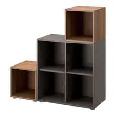 GENERICO - Organizador de Almacenamiento Multiusos Cubos Movibles Gris y Nogal