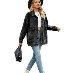 TIOZONEY - Chaqueta de Jeans Mujer -Negro