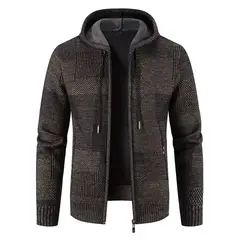 TIOZONEY - Chaqueta con capucha de punto grueso para hombre
