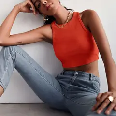 GENERICO - Basico Mujer Top Rip Carol Patricia Naranja