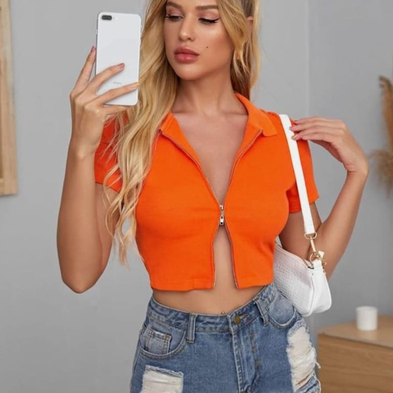 Basico Mujer Top Rip Jane Hood Naranja